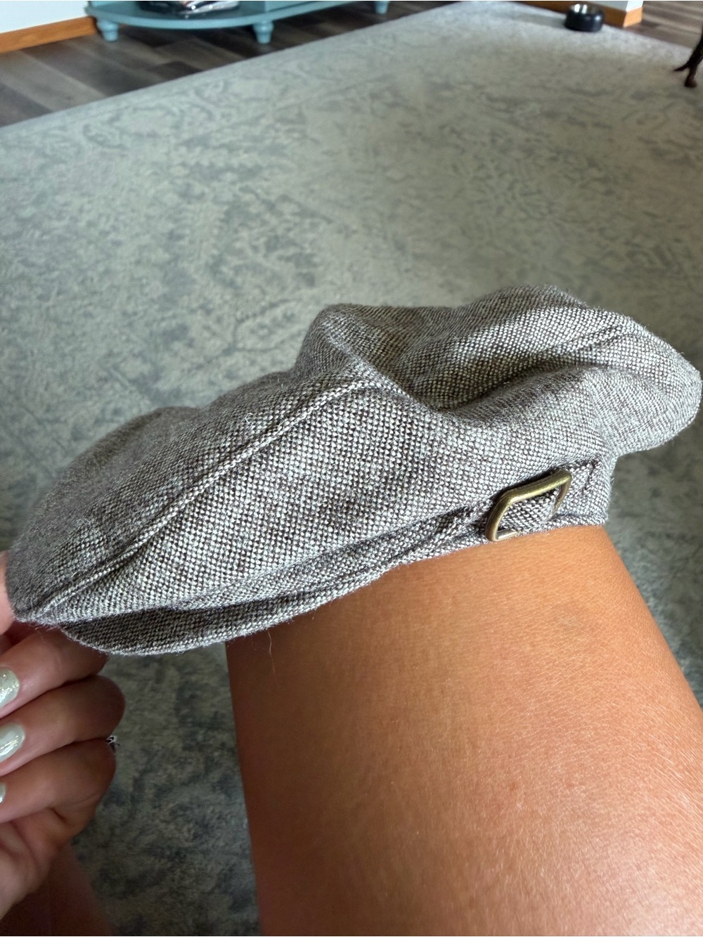 Classic Linen-Blend Newsboy Cap - Brown